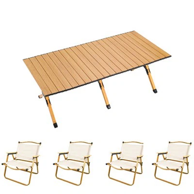 Conjunto de cadeiras de mesa dobráveis para acampamento em liga de alumínio